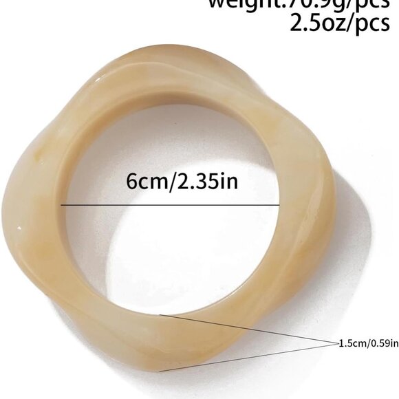 3Pcs Acrylic Bracelets Set Wide Chunky Resin Bangles Unique Jewelry for Women - Picture 7 of 7